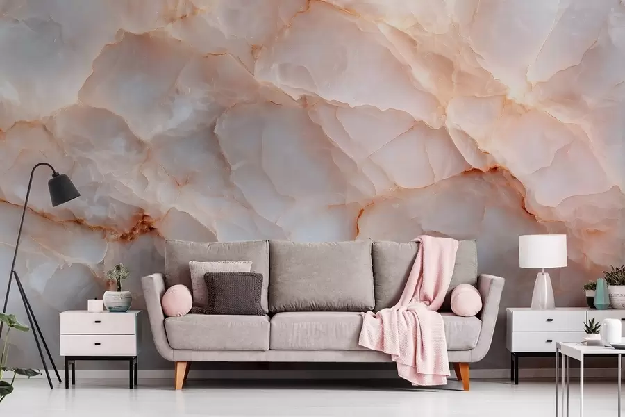 Fototapete Luxuriöse Marmorimitation in Beige-Grau-Tönen mit schimmerndem Effekt w09412