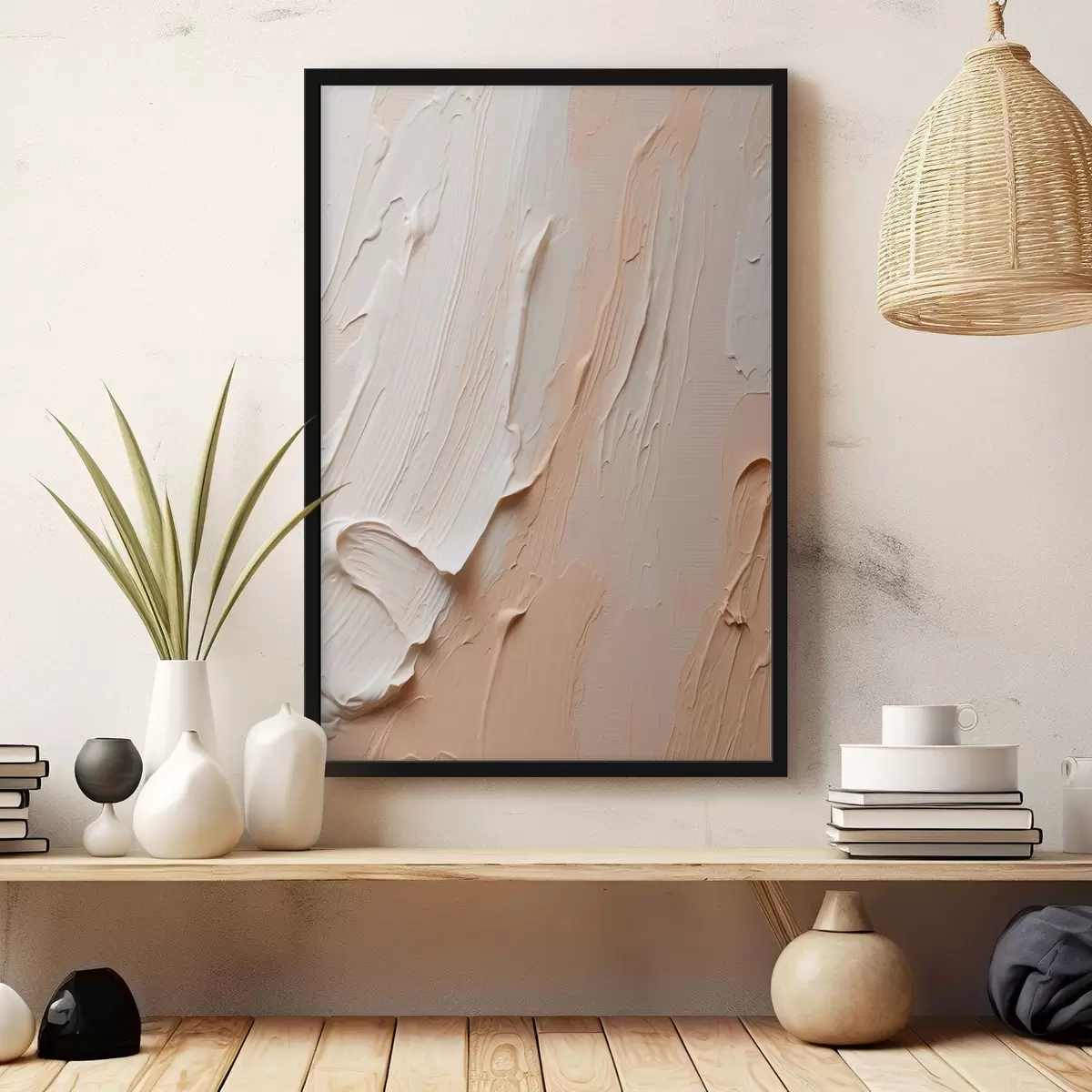 Poster Strukturierte Pastellstriche in Beige-Creme-Tönen f45871