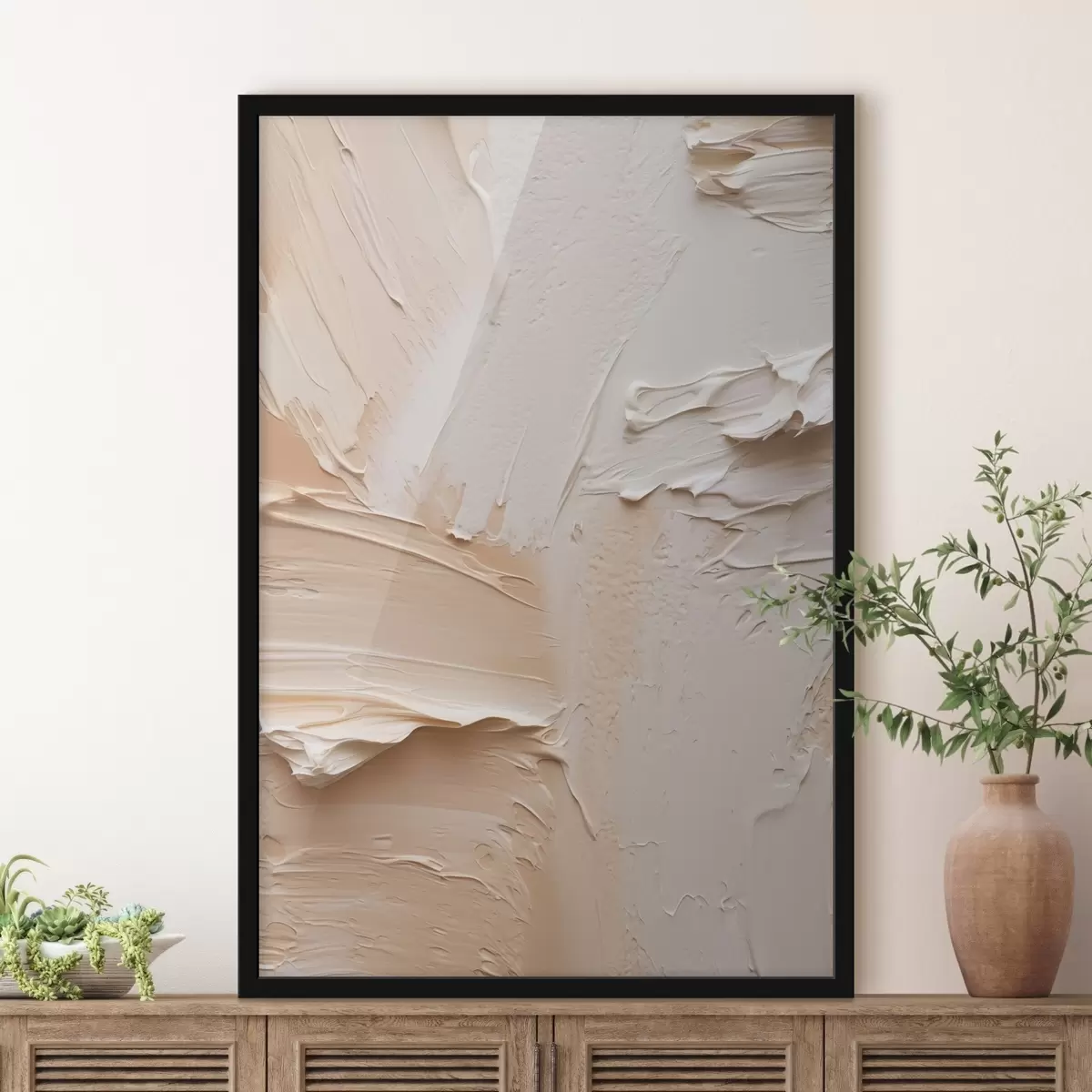 Poster Leichte Impasto-Striche, cremige, sandige Textur f45872