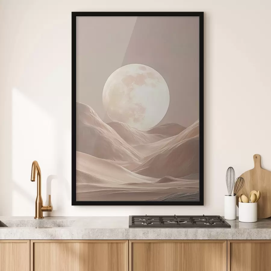 Fototapete Mond über Sanddünen in rosa Farbtönen f45892