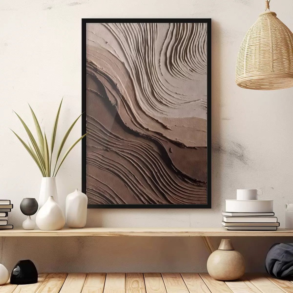 Poster Reliefartige Schokoladen-Beige-Schichten, strukturierte Paste f45894