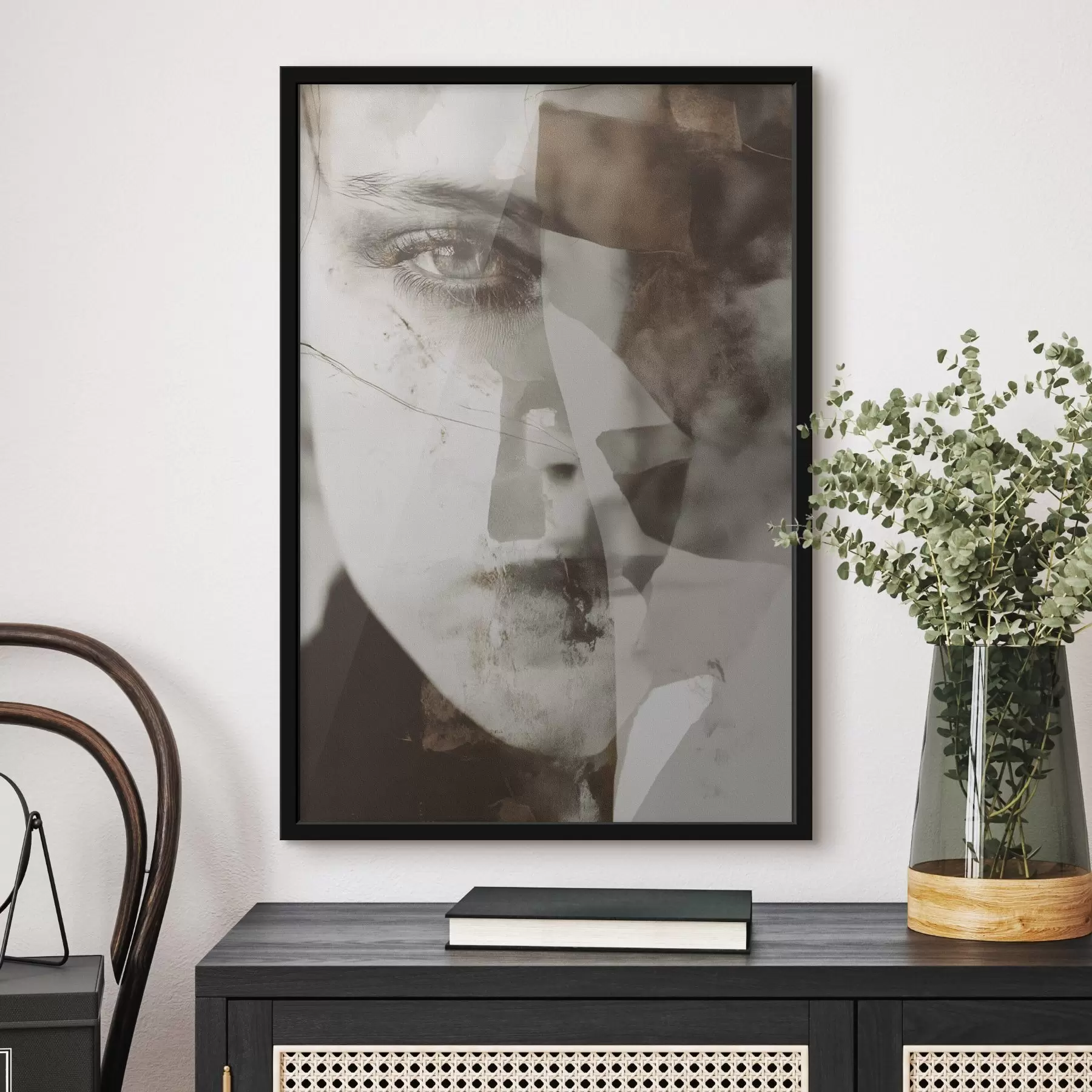 Fototapete Abstraktes Porträt in Sepia, Texturen und Flecken f45897