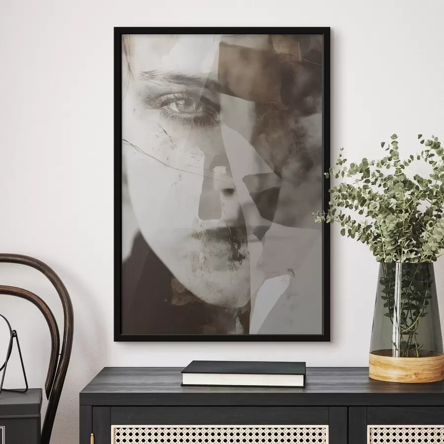 Fototapete Abstraktes Porträt in Sepia, Texturen und Flecken f45897