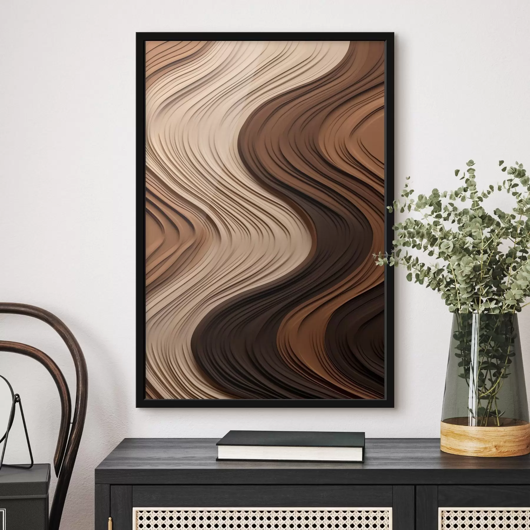 Fototapete Vertikale Wellen in warmen beige-braunen Schichten f45905