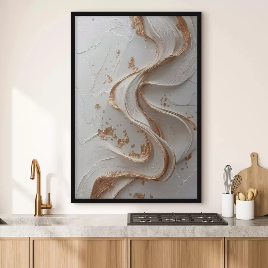 Fototapete Weiß-gelbe strukturierte Striche mit metallischen Akzenten f45906