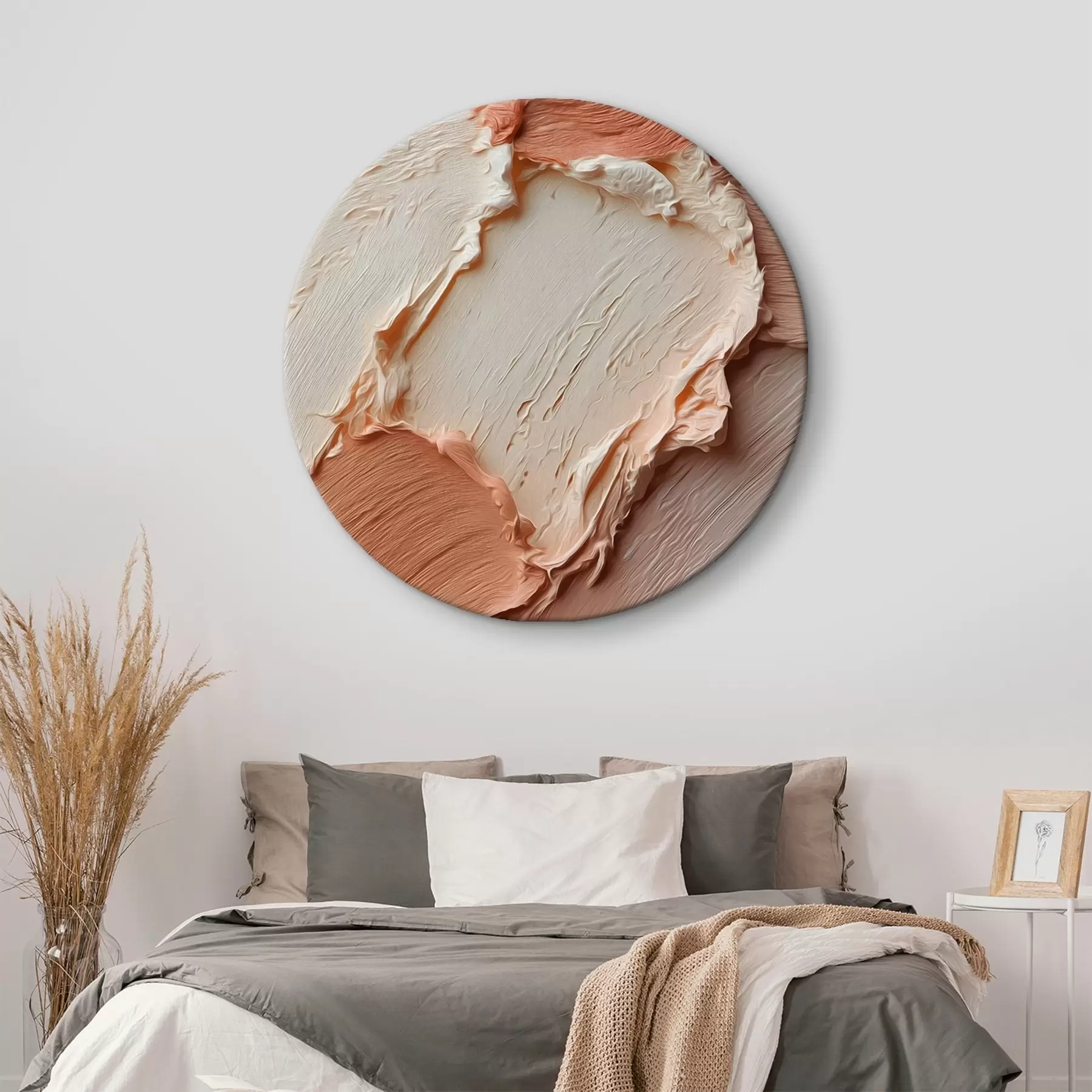 Wandbilder Creme-pfirsichfarbene Striche mit Struktur, reichhaltiger Farbauftrag r45869