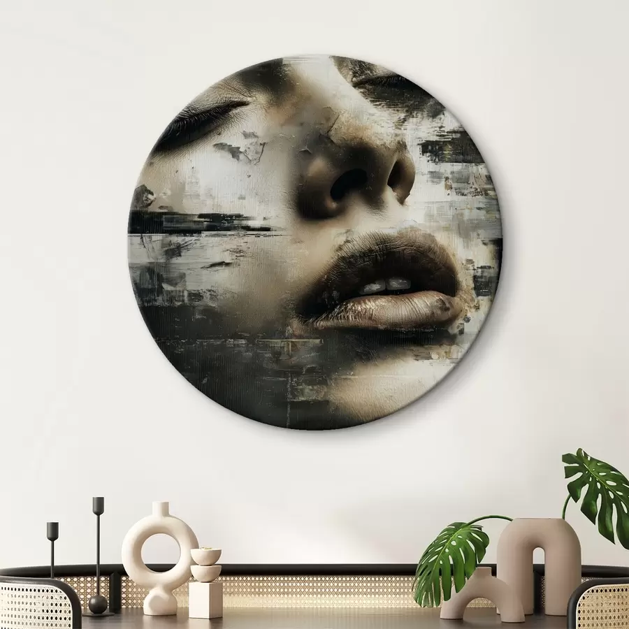 Wandbilder Abstraktes Frauenporträt mit Glitch-Effekt und Texturen r45873