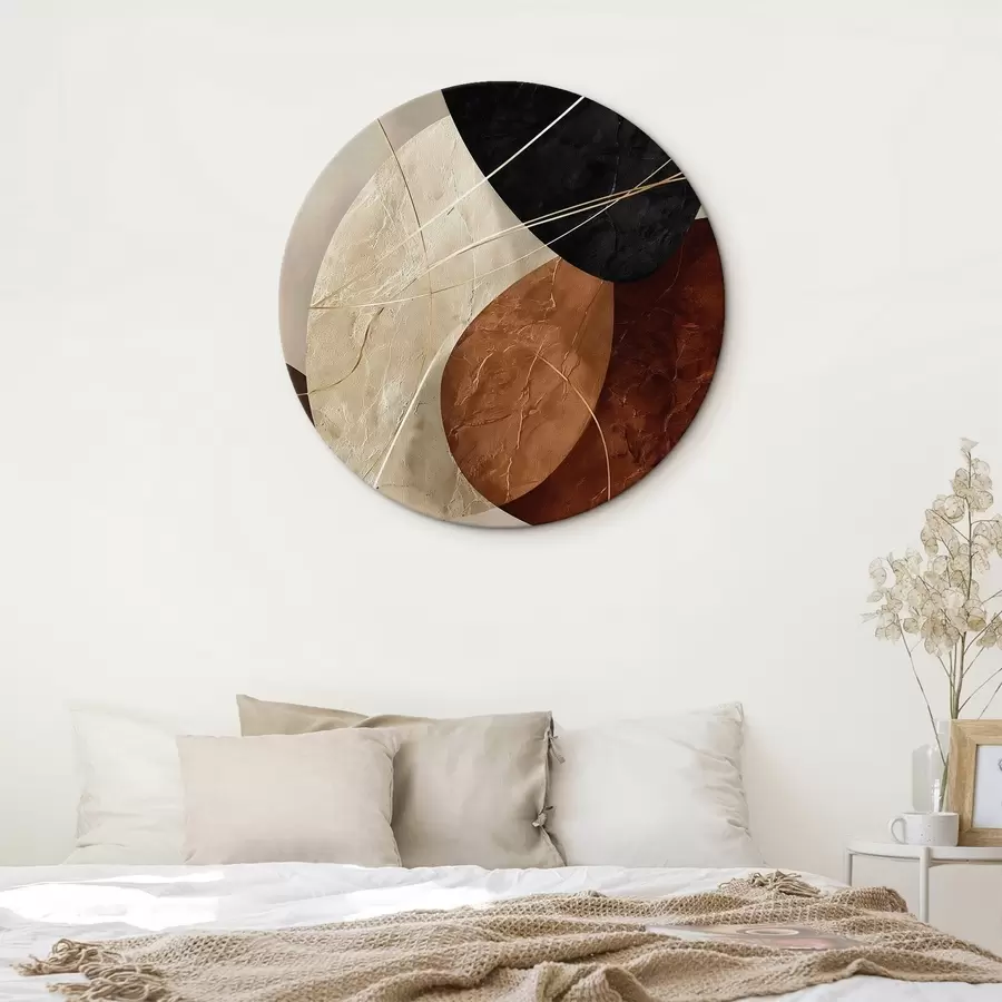 Wandbilder Geometrische Ovale in einer beige-karamellfarbenen Palette r45878