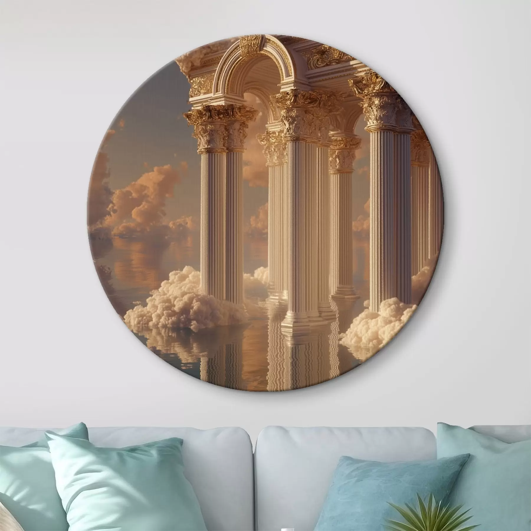 Wandbilder Säulen in den Wolken, Reflexionen auf dem Wasser r45881