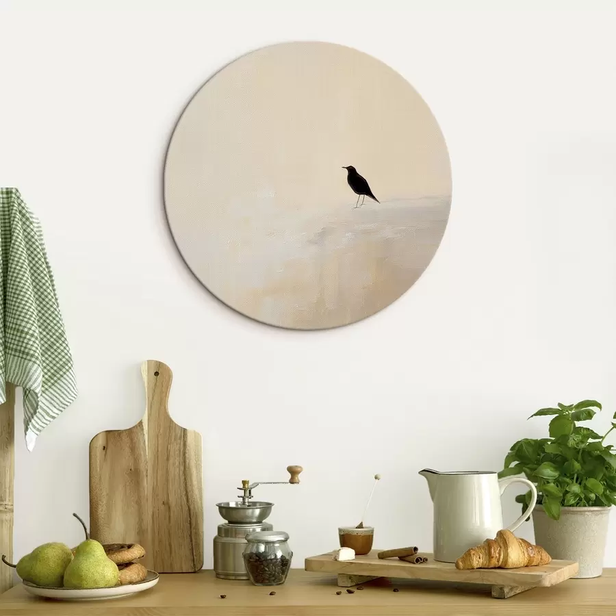 Wandbilder Einsamer Vogel auf warmem beigem Hintergrund r45882