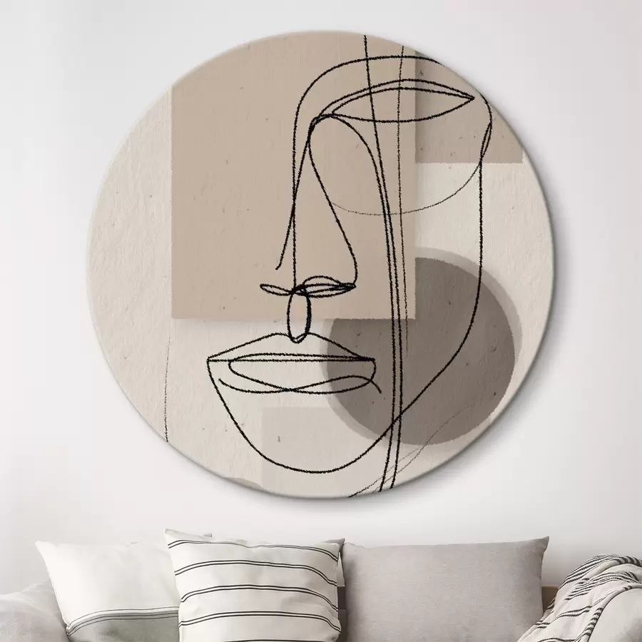 Wandbilder Linienporträt über beigen geometrischen Formen r45886