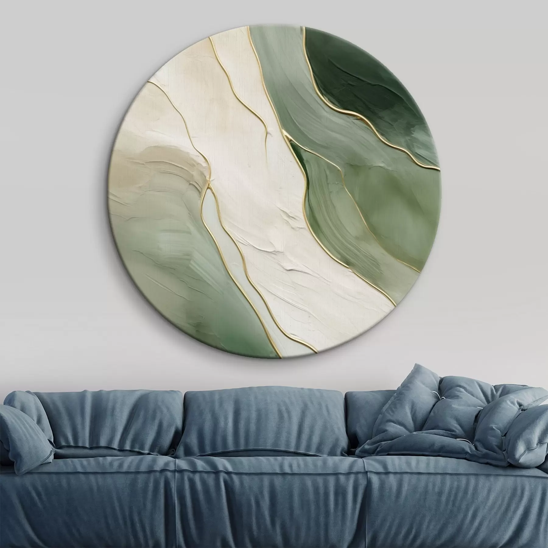 Wandbilder Smaragdgrüne Abstraktion mit feinen gelben Linien r45888