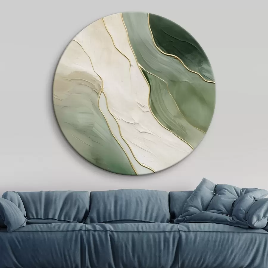 Wandbilder Smaragdgrüne Abstraktion mit feinen gelben Linien r45888