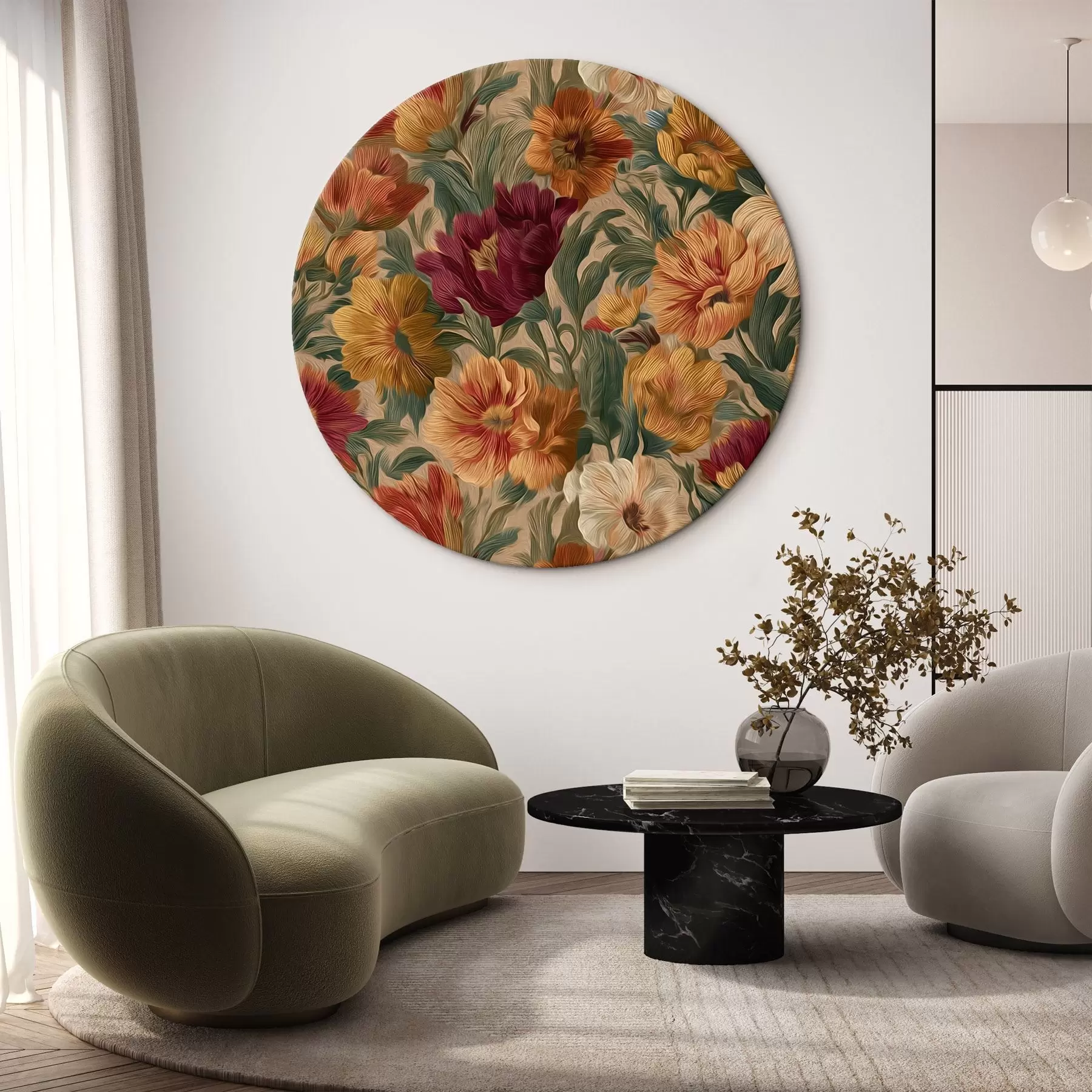 Wandbilder Vintage-Blumenmuster in warmen Farbtönen r45896