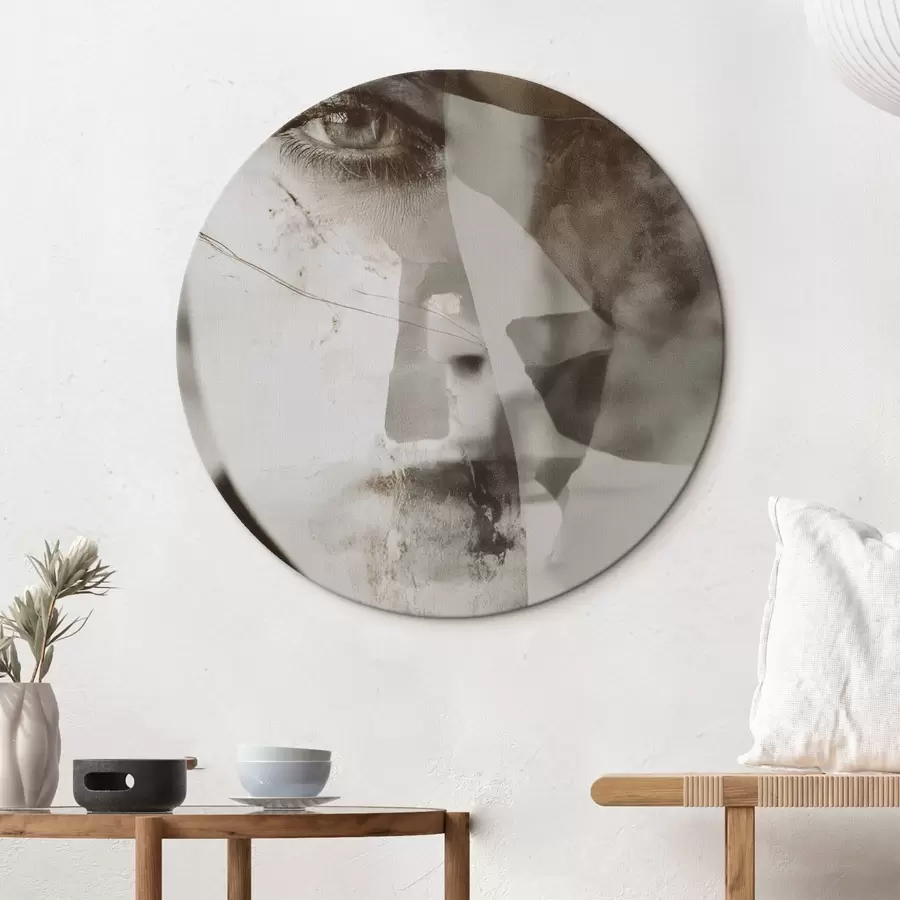 Wandbilder Abstraktes Porträt in Sepia, Texturen und Flecken r45897