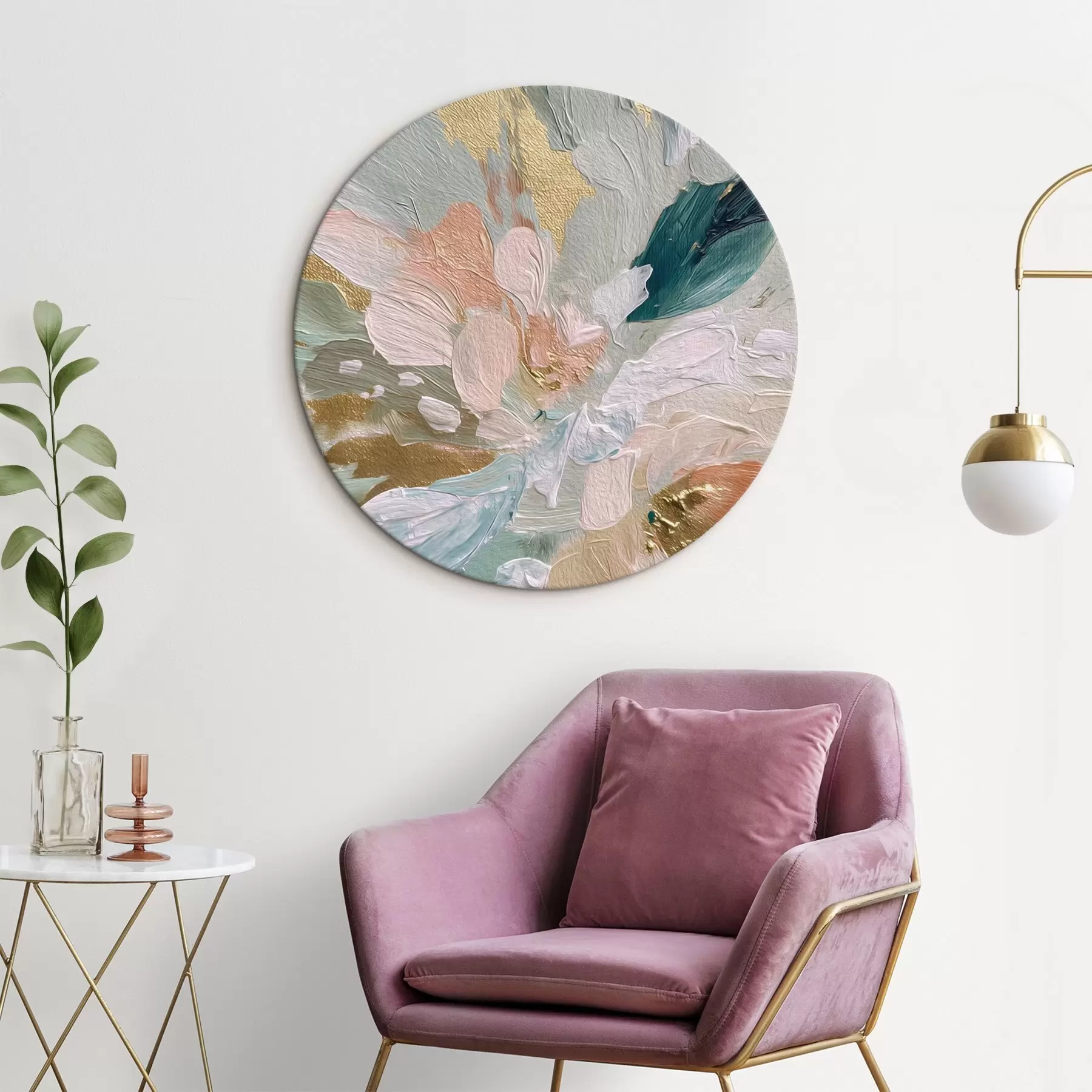 Wandbilder Pastellfarbene Blumenstriche mit gelben Sprenkeln r45899