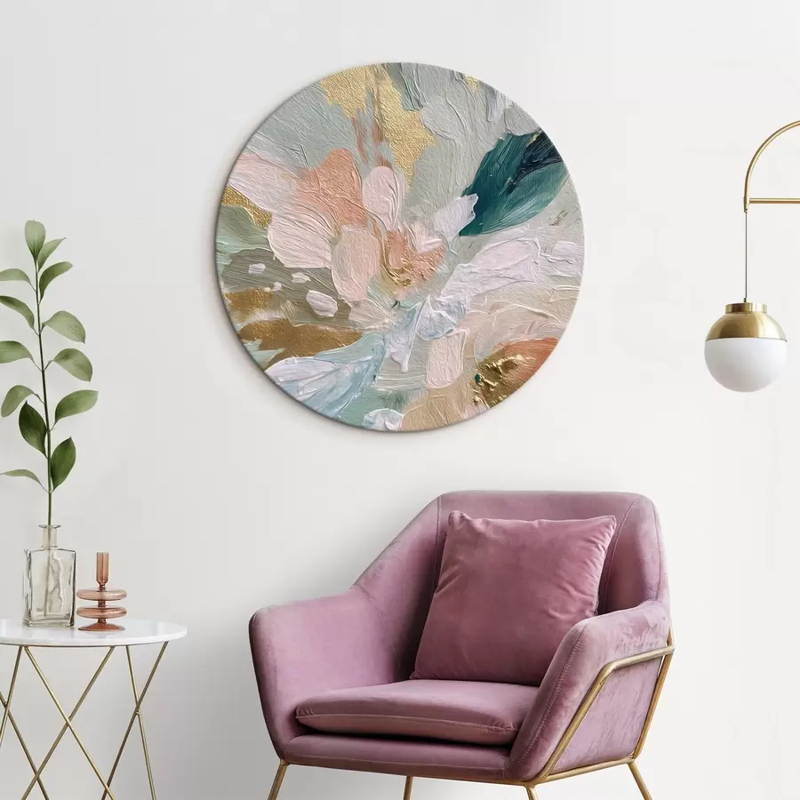 Wandbilder Pastellfarbene Blumenstriche mit gelben Sprenkeln r45899