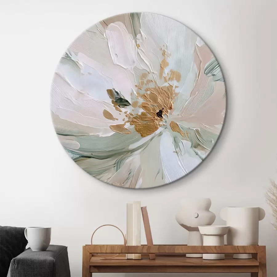 Wandbilder Pastellfarbene Impasto-Blume mit gelben Akzenten r45900