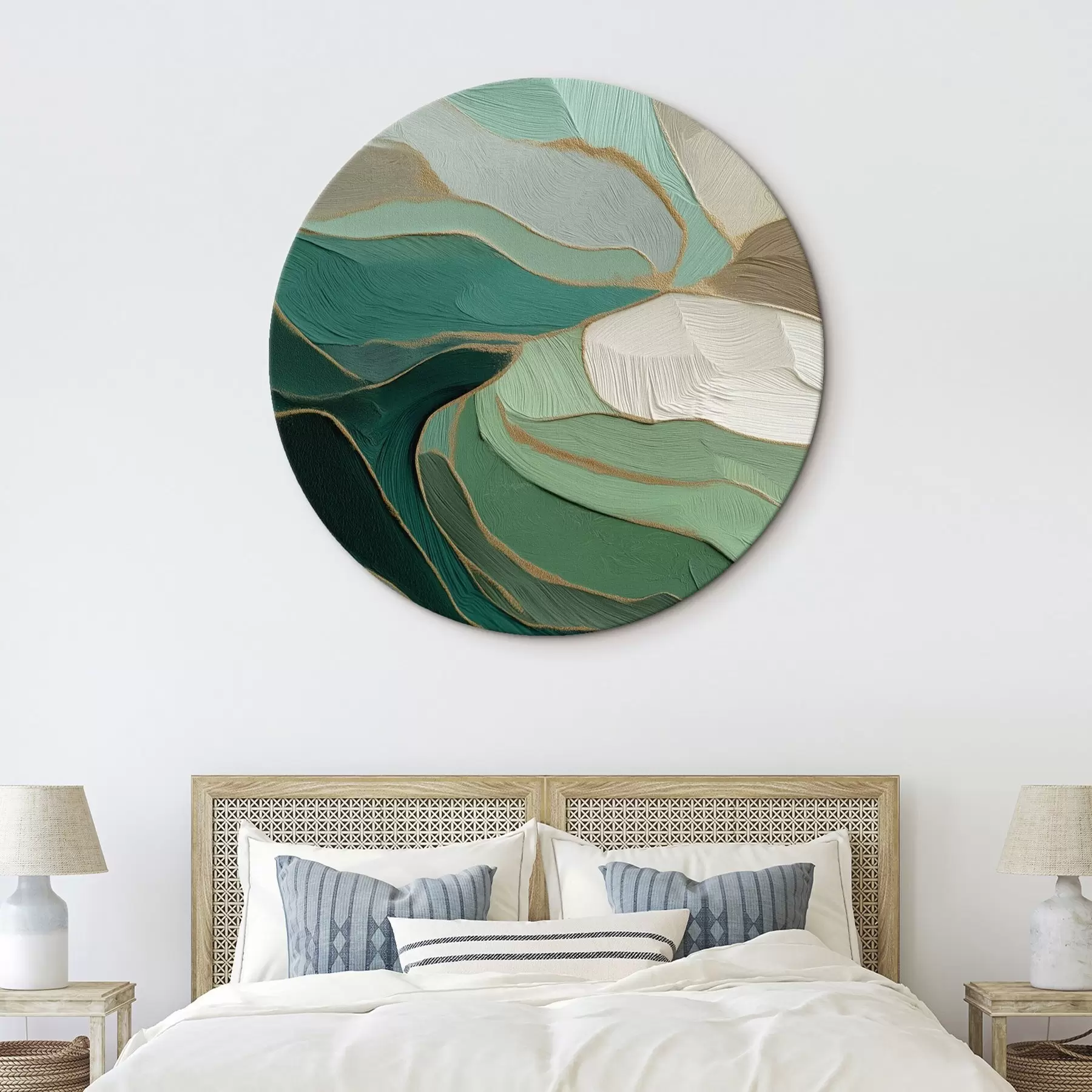 Wandbilder Salbeigrüne Abstraktion mit gelbem Umriss r45901