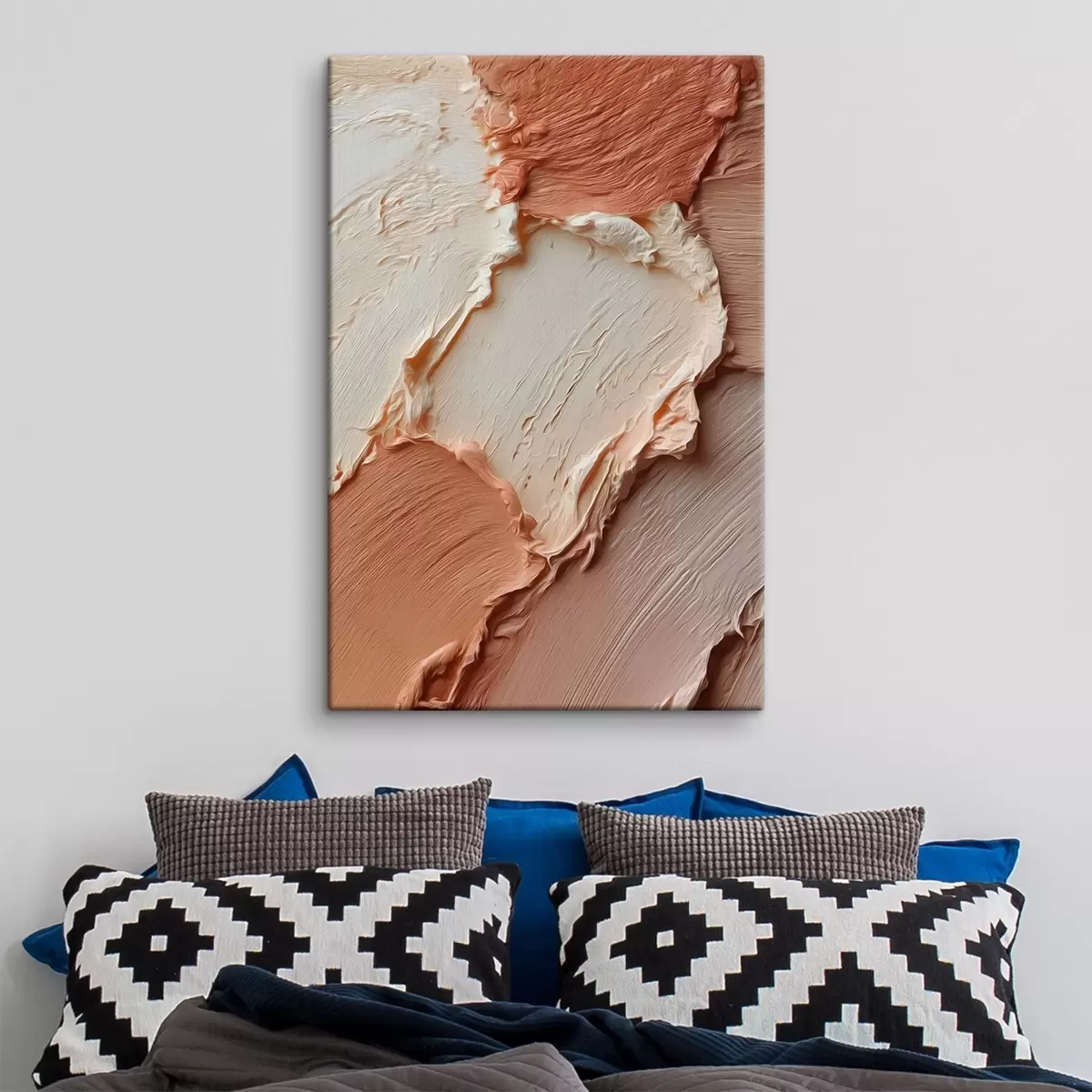 Wandbilder Creme-pfirsichfarbene Striche mit Struktur, reichhaltiger Farbauftrag s45869