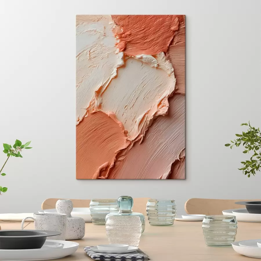 Wandbilder Creme-pfirsichfarbene Striche mit Struktur, reichhaltiger Farbauftrag s45869