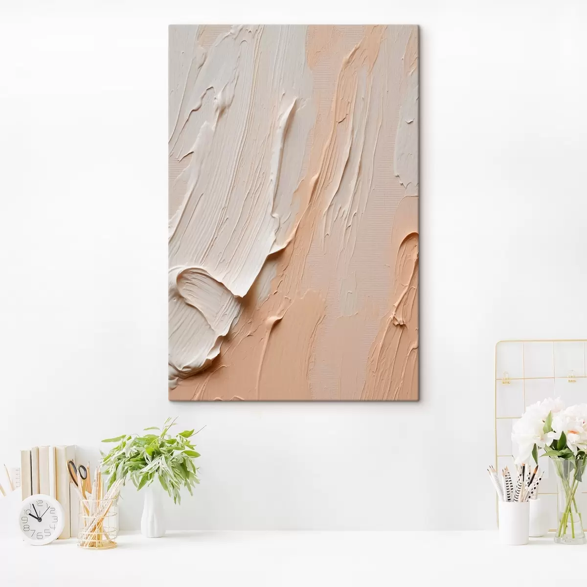 Wandbilder Strukturierte Pastellstriche in Beige-Creme-Tönen s45871