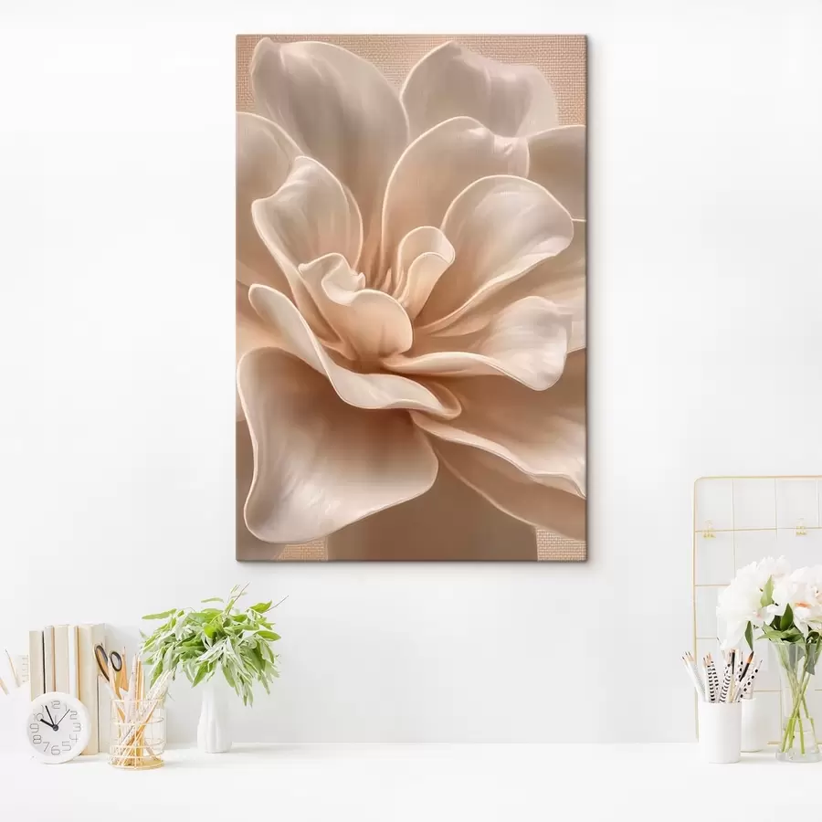 Wandbilder Große cremefarbene Blume, weiche Blütenblätter, Makroaufnahme s45874