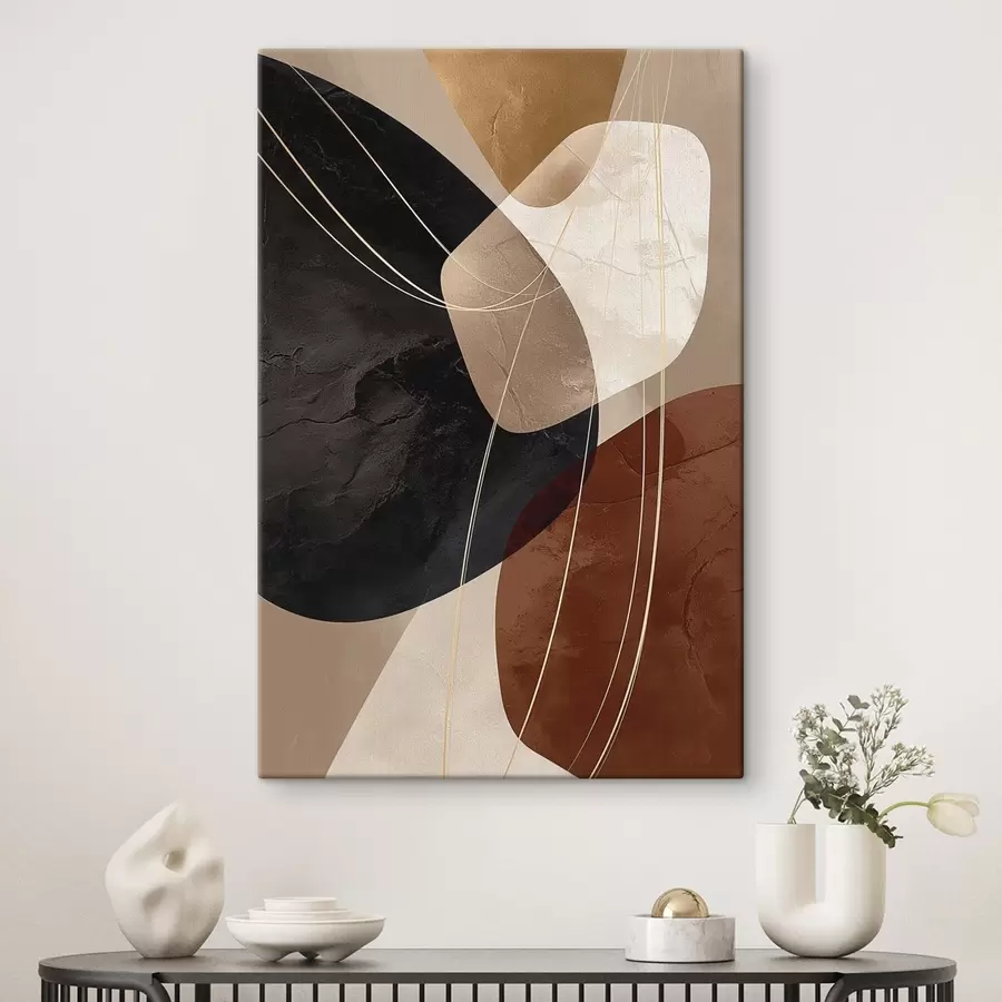 Wandbilder Geometrische Formen in warmen Farben, feine Linien s45879