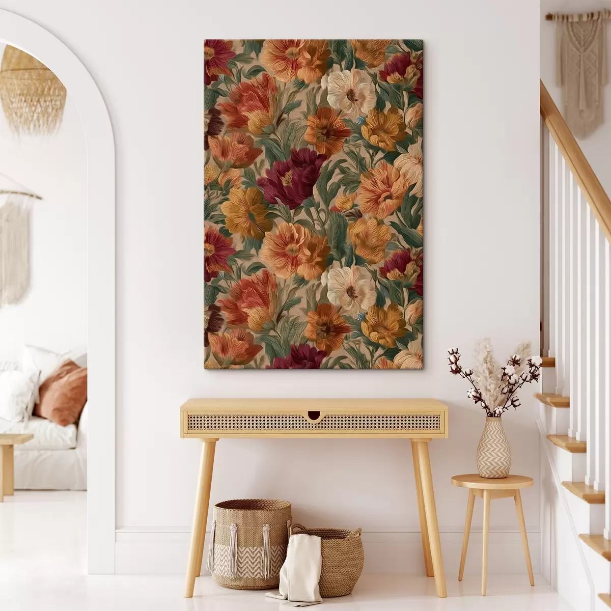 Wandbilder Vintage-Blumenmuster in warmen Farbtönen s45896