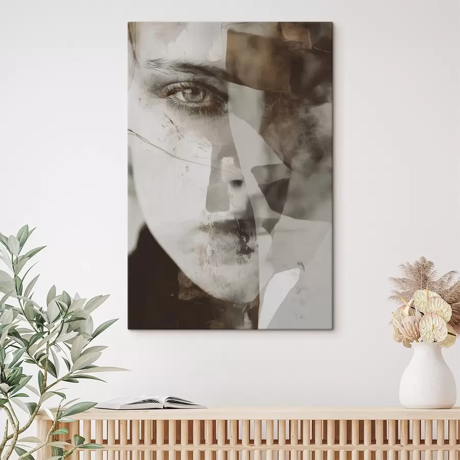 Wandbilder Abstraktes Porträt in Sepia, Texturen und Flecken s45897