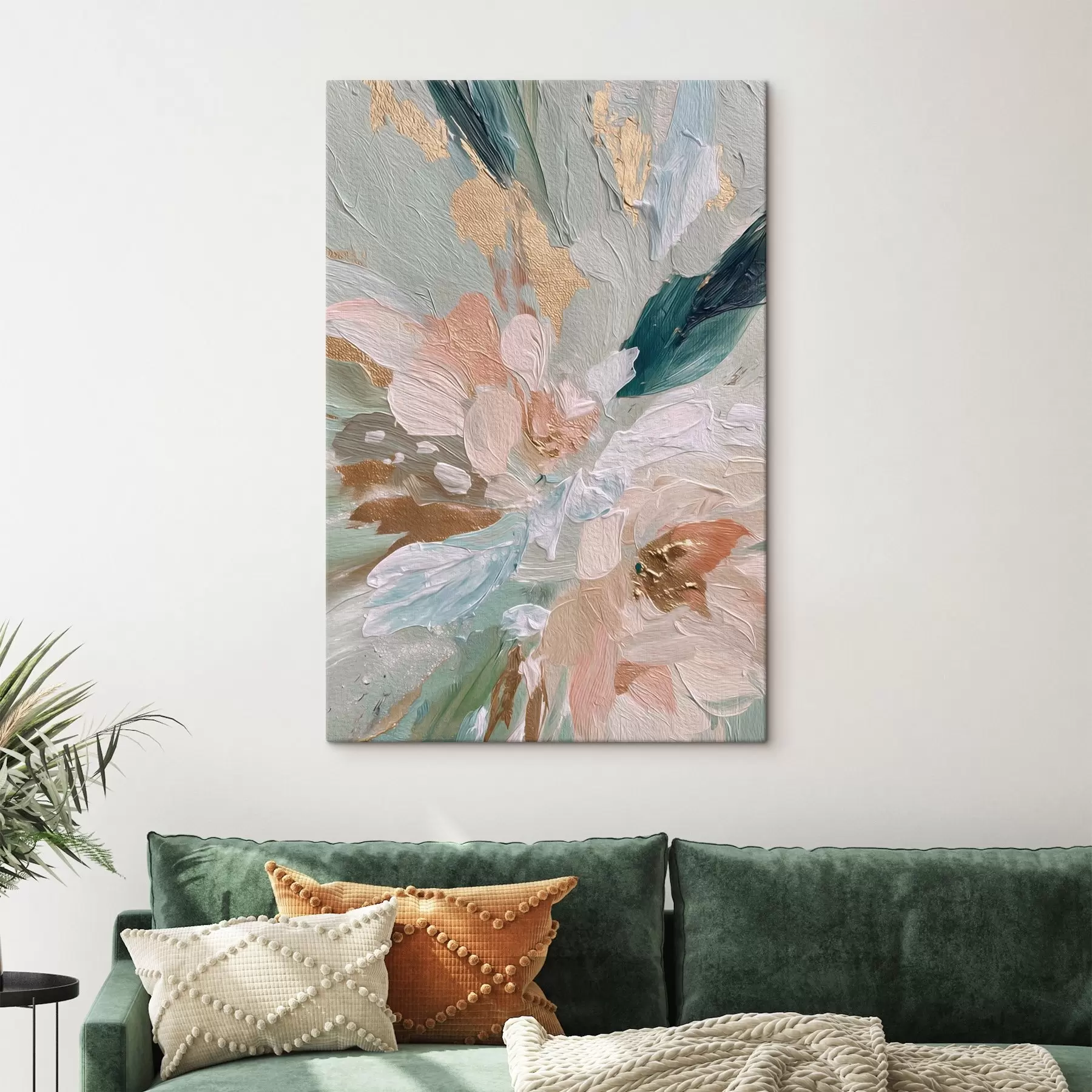 Wandbilder Pastellfarbene Blumenstriche mit gelben Sprenkeln s45899