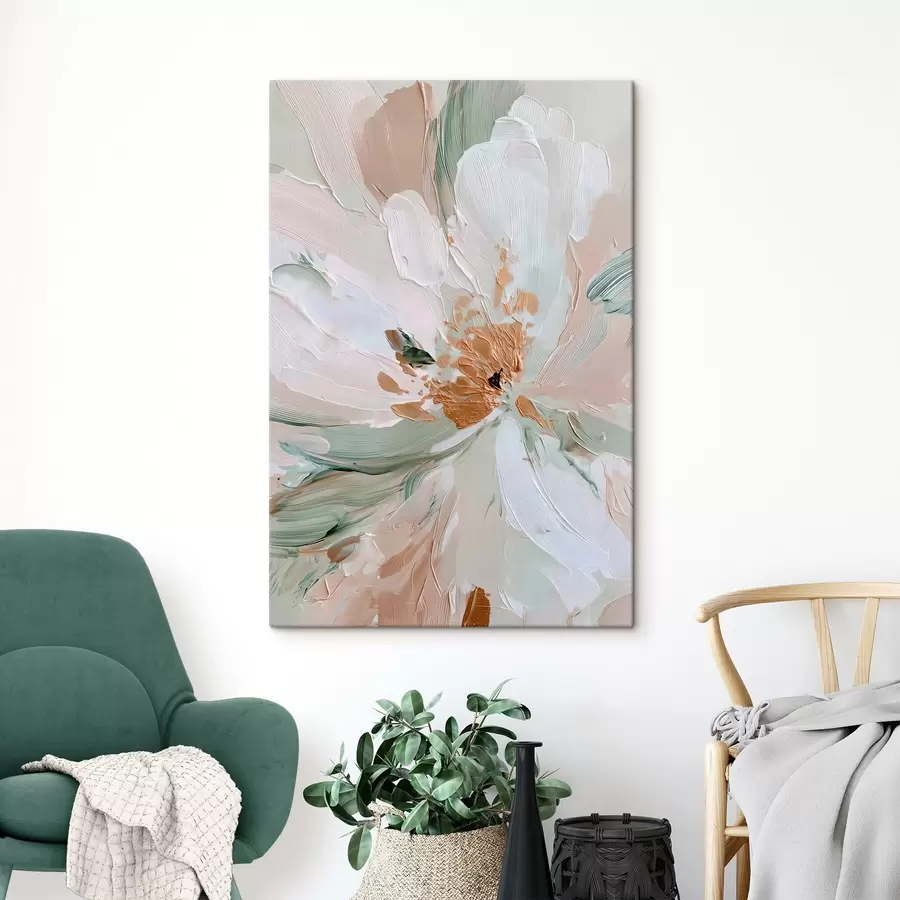 Wandbilder Pastellfarbene Impasto-Blume mit gelben Akzenten s45900