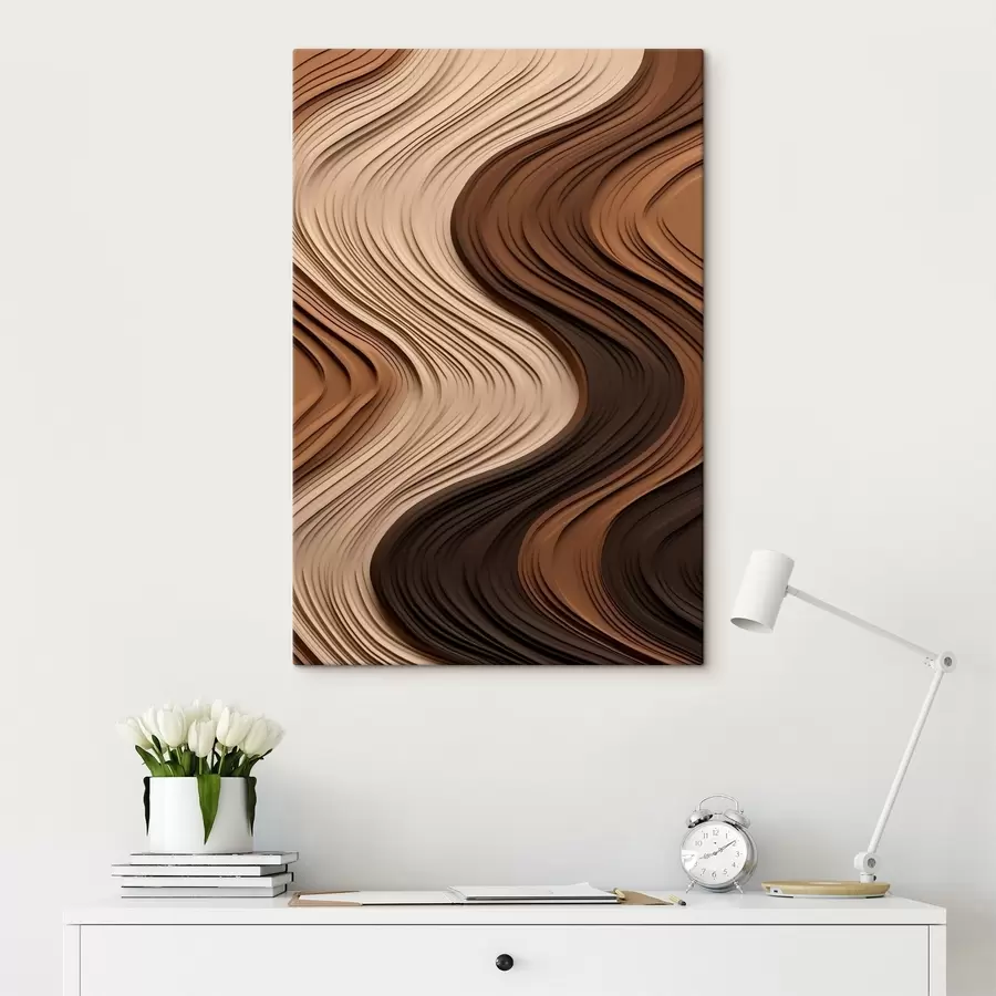 Wandbilder Vertikale Wellen in warmen beige-braunen Schichten s45905
