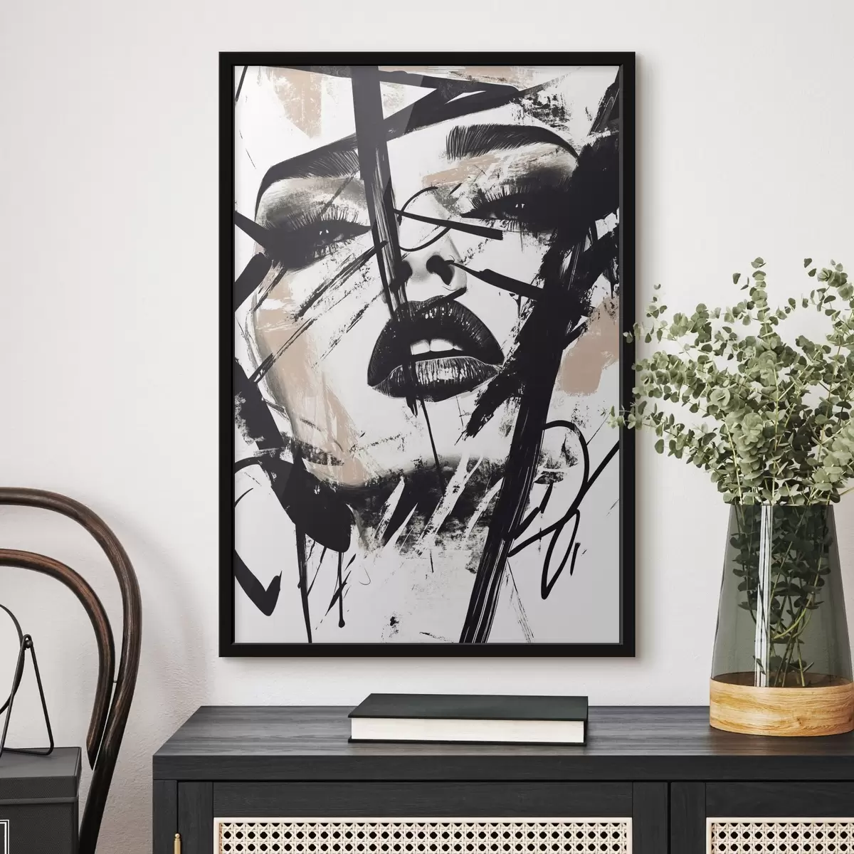 Poster Abstraktes Porträt einer Frau im Graffiti-Stil f45777