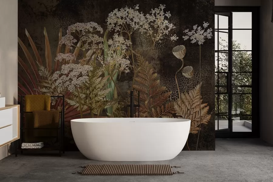 Fototapete Herbarium auf dunklem Hintergrund w09323