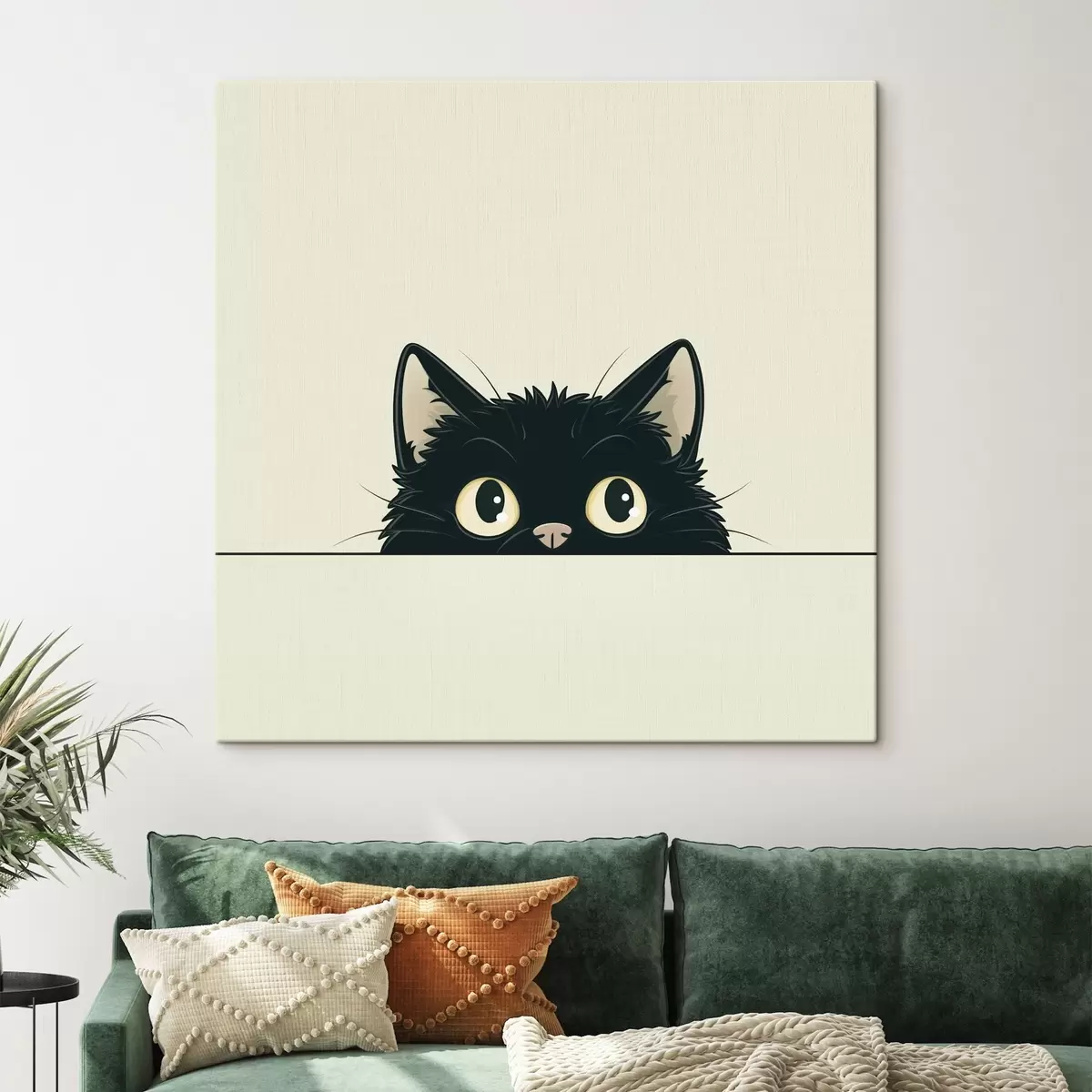 Wandbilder Süße schwarze Katze im Illustrationsstil s45733