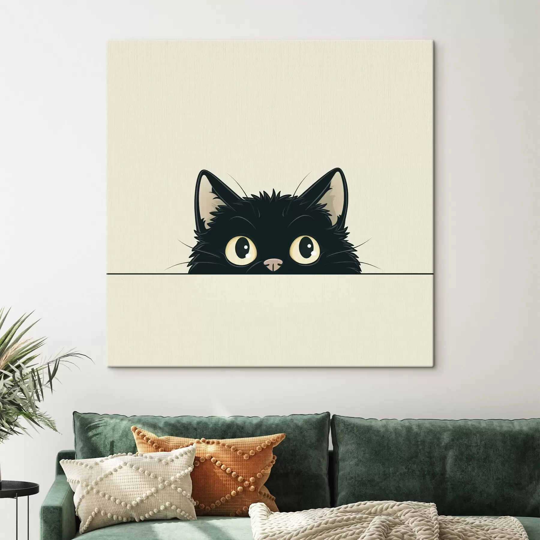 Wandbilder Süße schwarze Katze im Illustrationsstil s45733