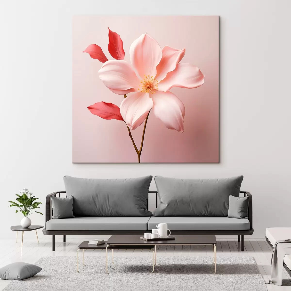 Wandbilder Rosa Magnolie im minimalistischen Stil s45735