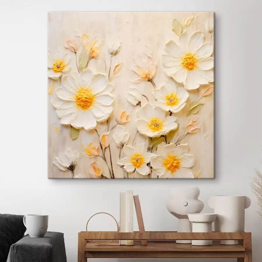 Wandbilder Blumen in Pastelltönen im Ölgemälde-Stil s45742