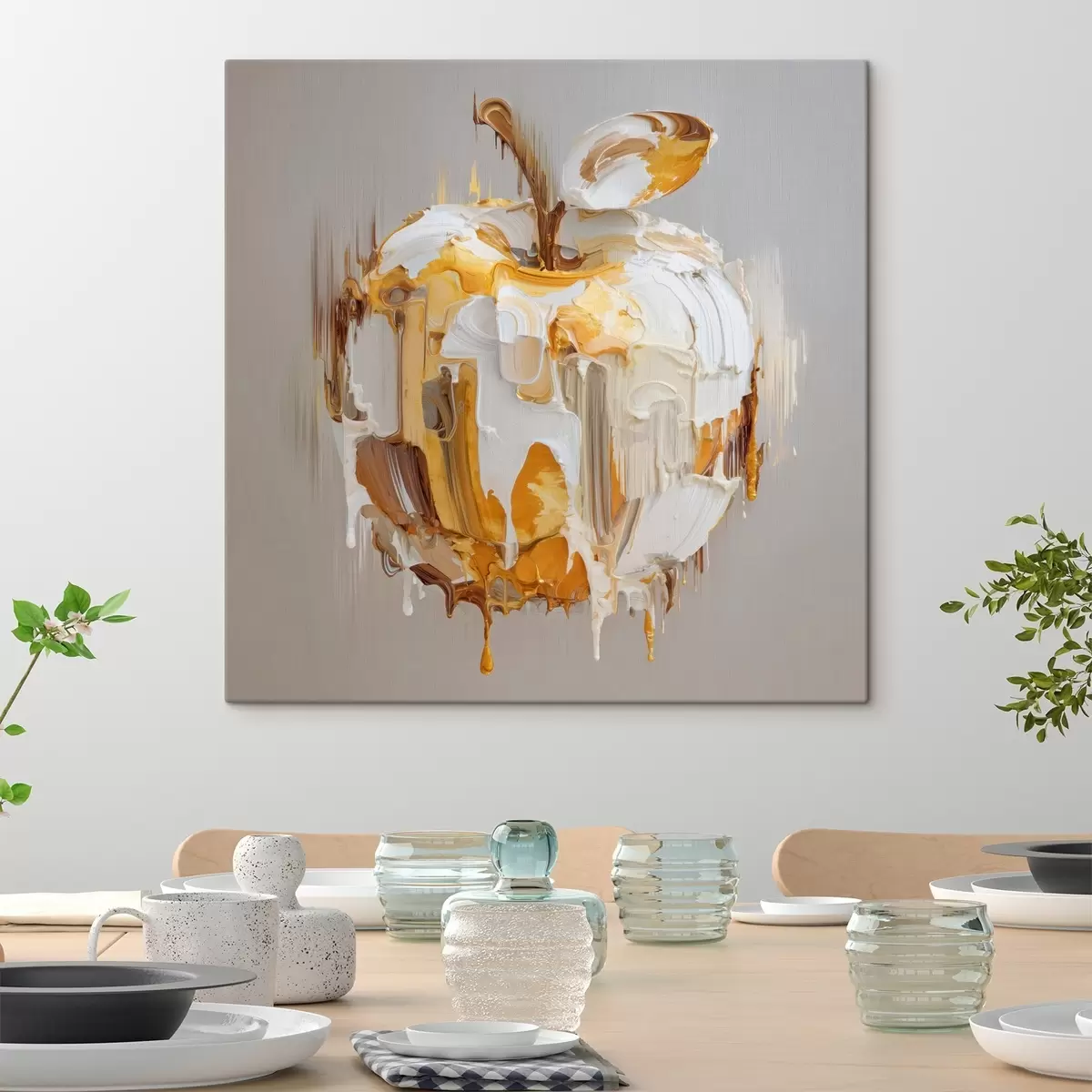 Wandbilder Apfel mit geschmolzenem Farbeffekt s45862