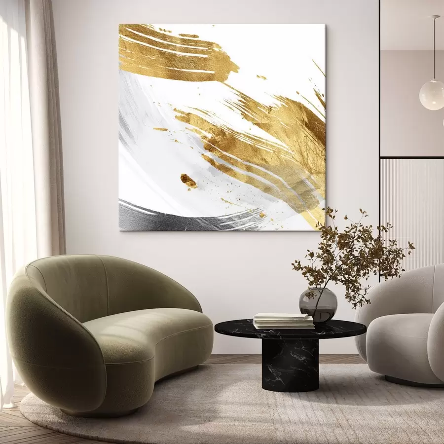 Wandbilder Dynamische Striche in Weiß- und Gelbgrau-Tönen s45866