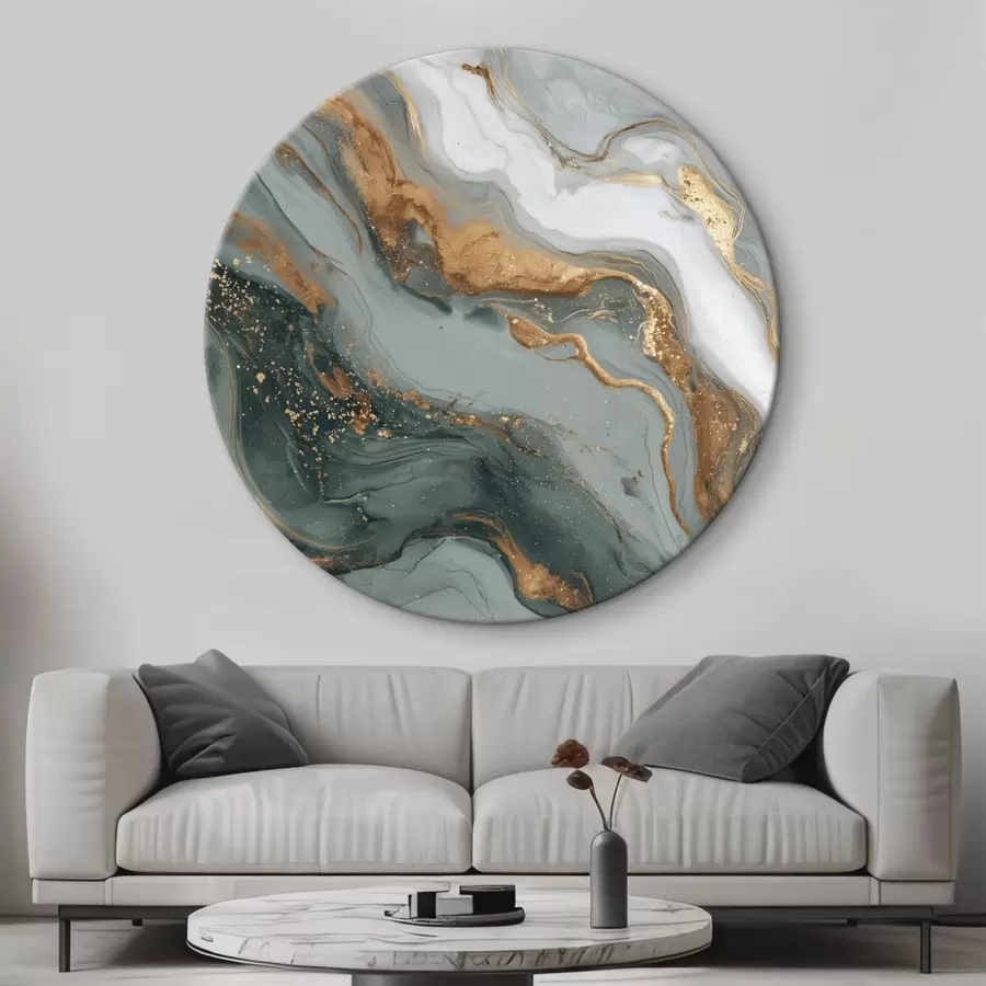 Wandbilder Abstraktion mit dunkelgrünen und grauen Streifen r45858