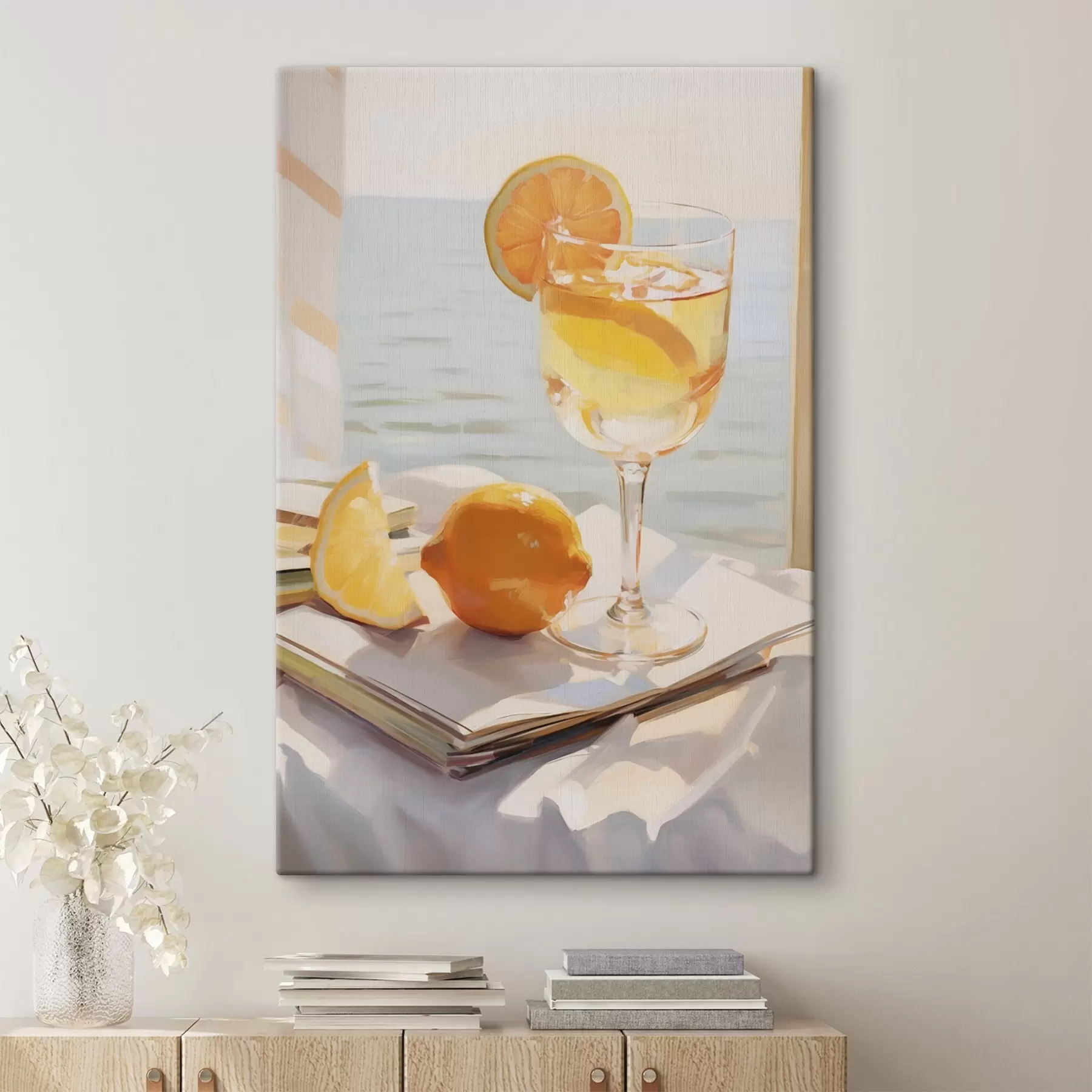 Wandbilder Ein Cocktail in einem Glas am Fenster s46064