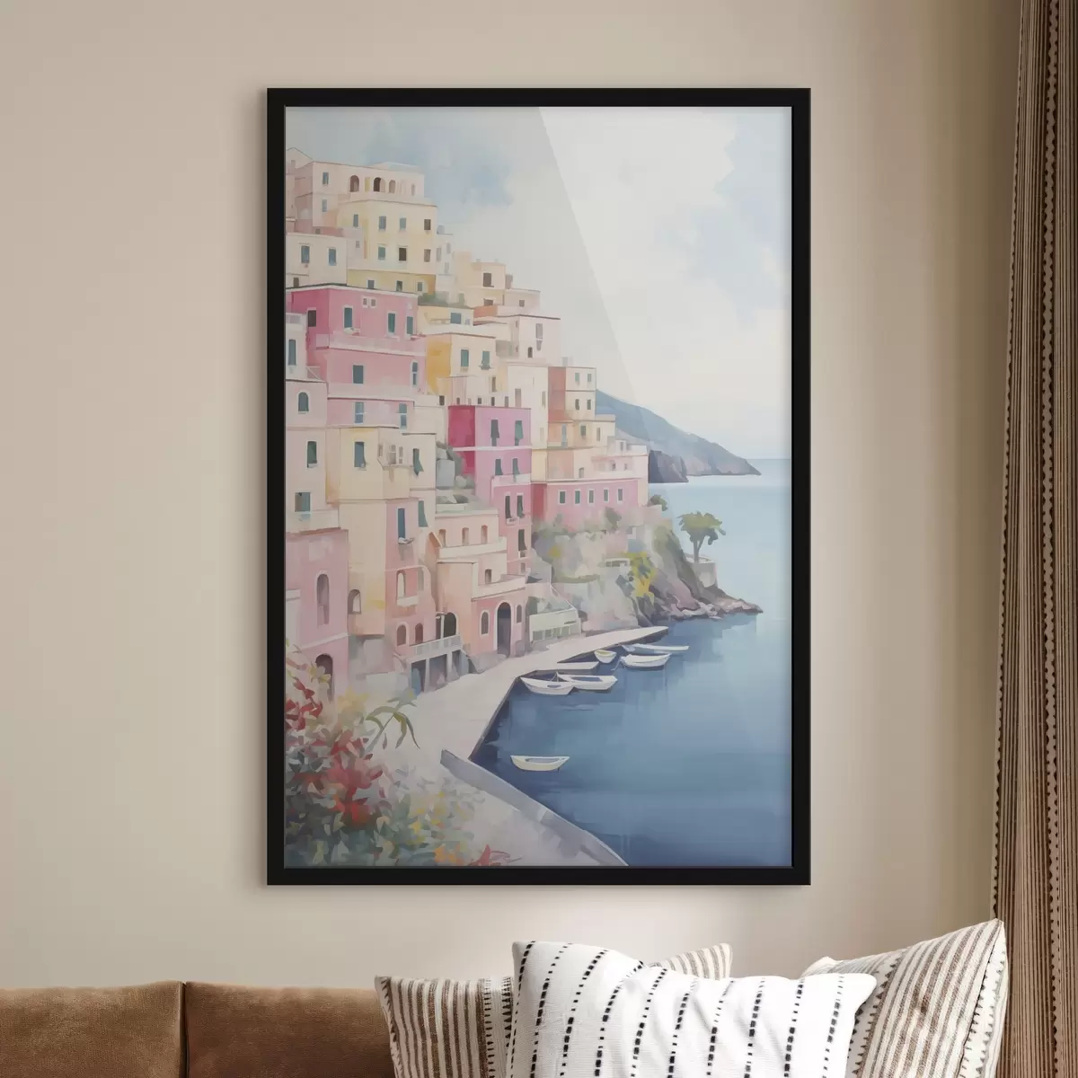 Poster Häuser an der Meeresbucht f46066