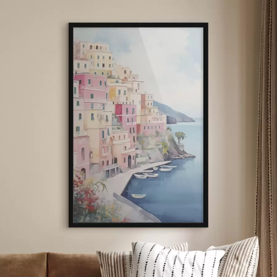 Fototapete Häuser an der Meeresbucht f46066