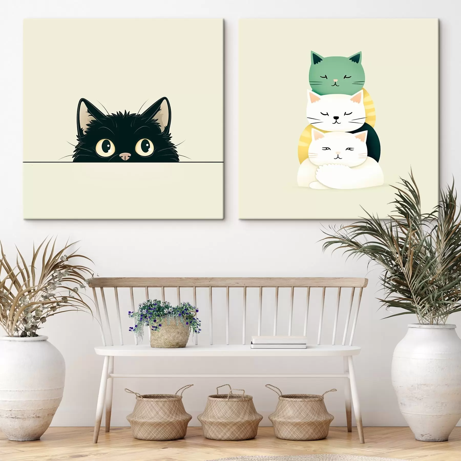 Wandbilder Animalistische Katzen im illustrativen Stil m00707