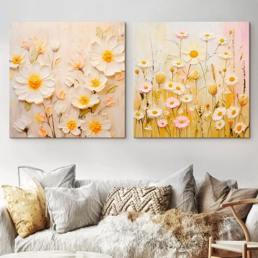 Wandbilder Blumenwiese im Ölgemälde-Stil m00711