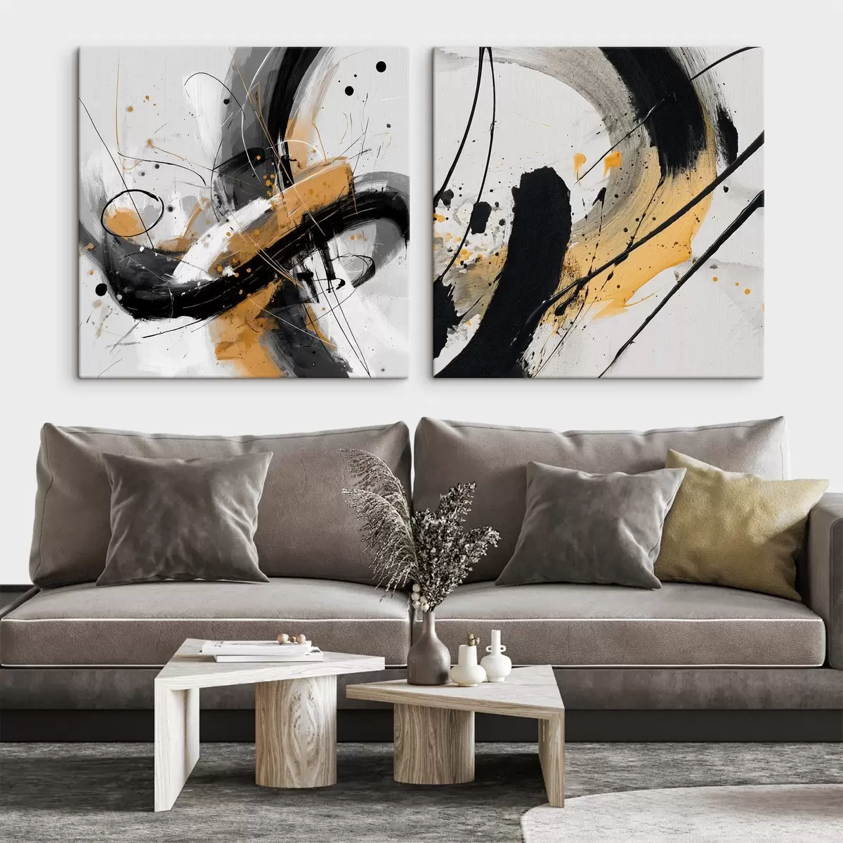 Wandbilder Ausdruck in Gelb- und Schwarztönen m00739