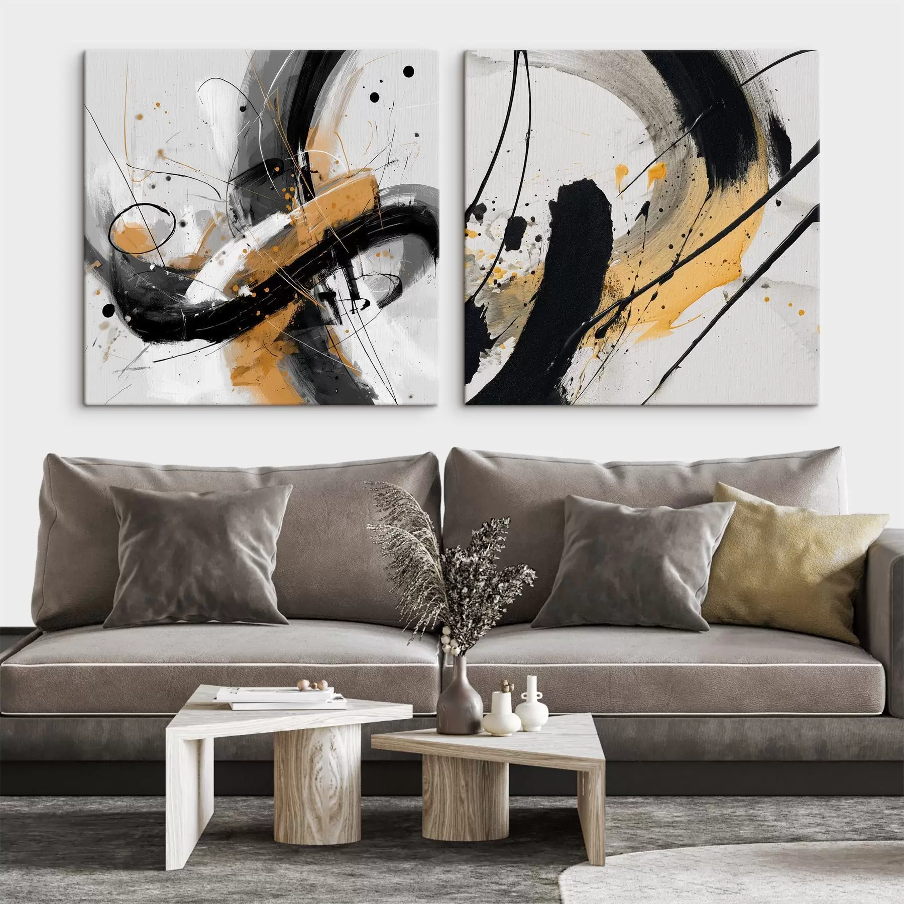 Wandbilder Ausdruck in Gelb- und Schwarztönen m00739