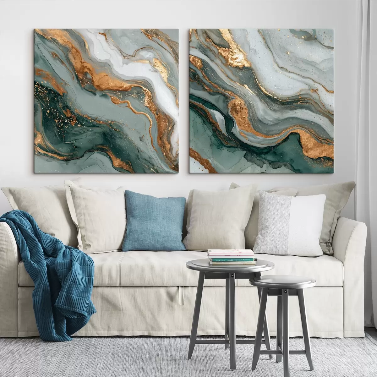 Wandbilder Marmorstruktur in Grau-Türkis-Tönen m00744